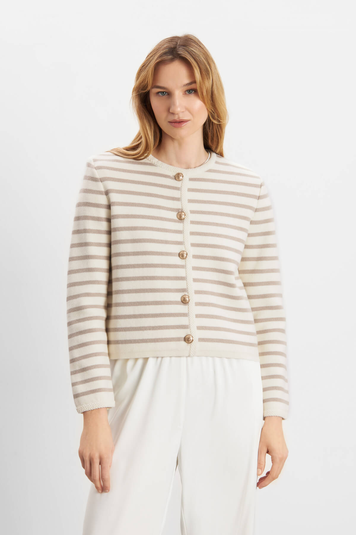 Sienna Cardigan - Striped Beige – M-KAE - Copenhagen