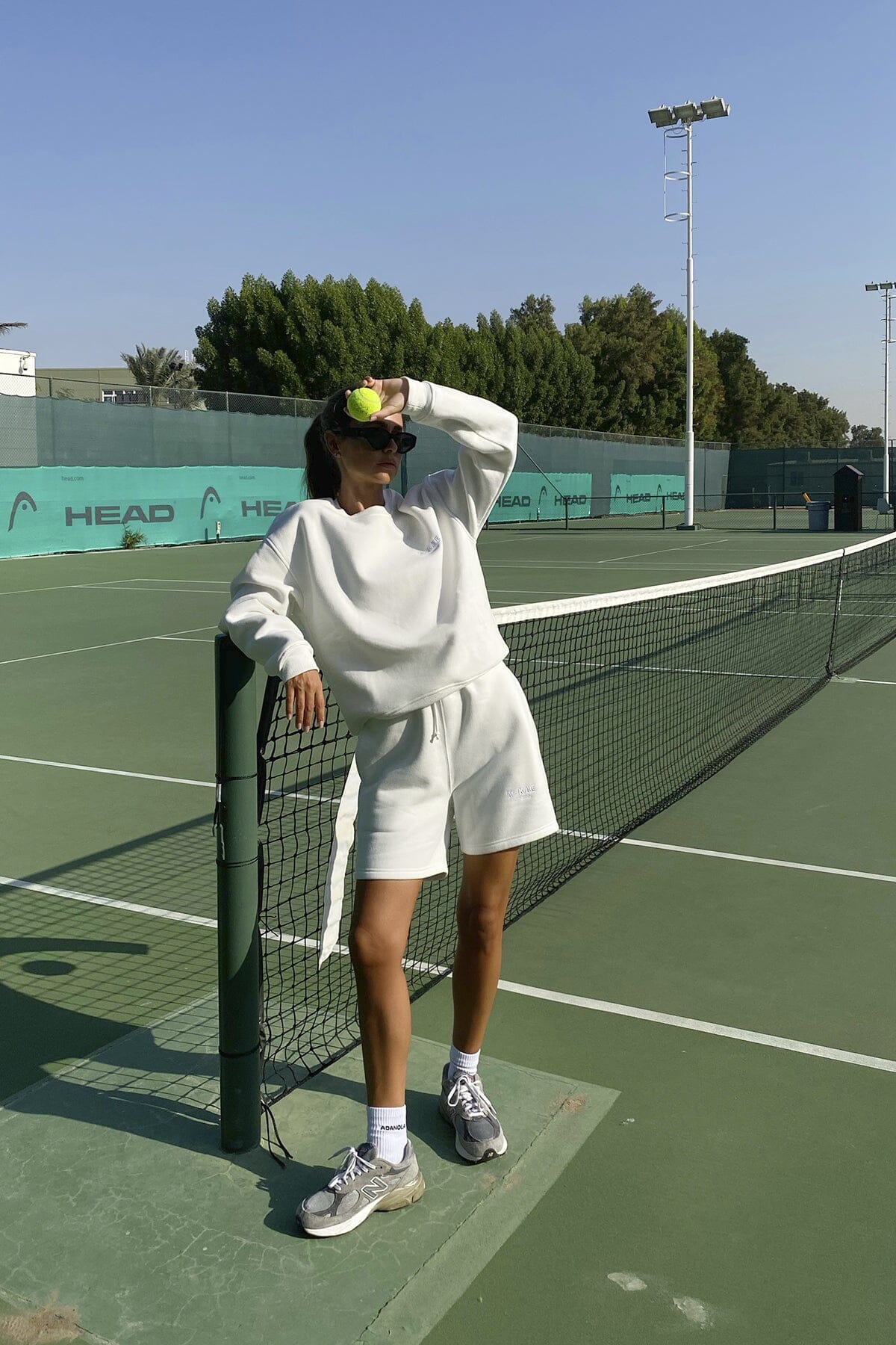 white sweat shorts